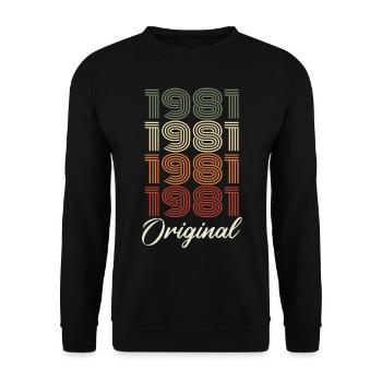 1981 Original Vintage Geburtstagsgeschenk 1981 - Unisex Pullover - Schwarz - Vorne - Alina (178cm) & Michal (187cm)