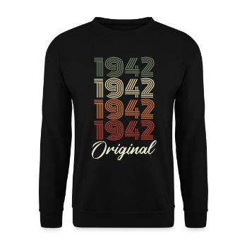 1942 Original Vintage Geburtstagsgeschenk 1942 - Unisex Pullover - Schwarz - Vorne - Alina (178cm) & Michal (187cm)
