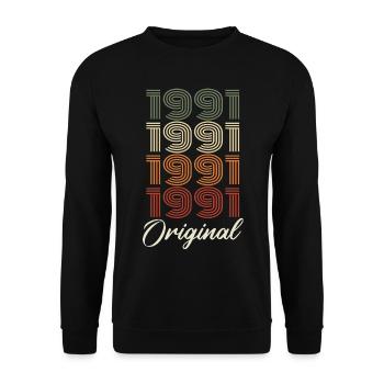 1991 Cadeau D'anniversaire Vintage Original 1991 - Sweat-shirt Unisexe - noir - Devant - Alina (178cm) & Michal (187cm)
