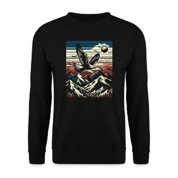 Fauconnerie Vintage rétro - Idées cadeaux volantes - Sweat-shirt Unisexe - noir - Devant - Alina (178cm) & Michal (187cm)