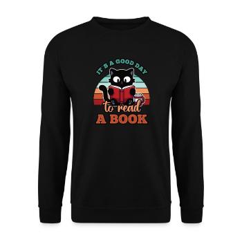 Ein guter Tag um ein Buch zu lesen - Unisex Pullover - Schwarz - Vorne - Alina (178cm) & Michal (187cm)