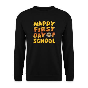 Happy First Day of School - Unisex Pullover - Schwarz - Vorne - Alina (178cm) & Michal (187cm)