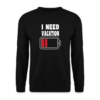 Ich brauche Urlaub Batterielow - Unisex Pullover - Schwarz - Vorne - Alina (178cm) & Michal (187cm)