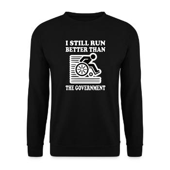 Ich laufe immer noch besser - Unisex Pullover - Schwarz - Vorne - Alina (178cm) & Michal (187cm)