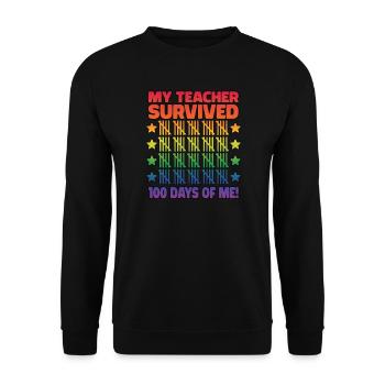 Mein Lehrer Uberlebte 100 Tage - Unisex Pullover - Schwarz - Vorne - Alina (178cm) & Michal (187cm)