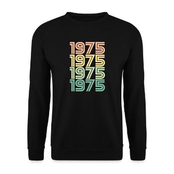 1975 Retro Jahrgang Geburt - Unisex Pullover - Schwarz - Vorne - Alina (178cm) & Michal (187cm)