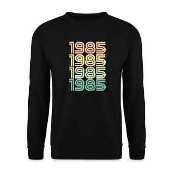 1985 Retro Jahrgang Geburt - Unisex Pullover - Schwarz - Vorne - Alina (178cm) & Michal (187cm)