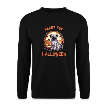 Ready for Halloween Funny Pug - Unisex Sweatshirt - black - Front - Alina (178cm) & Michal (187cm)