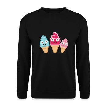 Crème glacée,Crème glacée,Famille de crème glacée,Cornet de glace,Crème glacée,Famille - Sweat-shirt Unisexe - noir - Devant - Alina (178cm) & Michal (187cm)