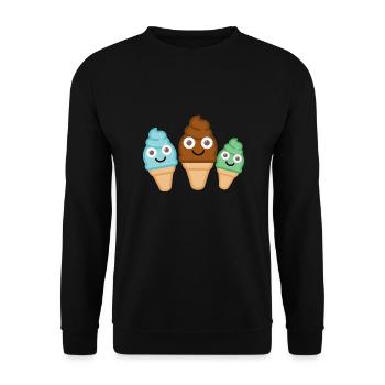 Crème glacée,Crème glacée,Famille de crème glacée,Cornet de glace,Crème glacée,Famille - Sweat-shirt Unisexe - noir - Devant - Alina (178cm) & Michal (187cm)