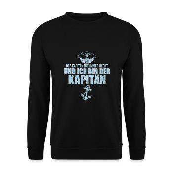 Kapitän Segler Bootsführerschein Kapitänsmütze - Unisex Pullover - Schwarz - Vorne - Alina (178cm) & Michal (187cm)