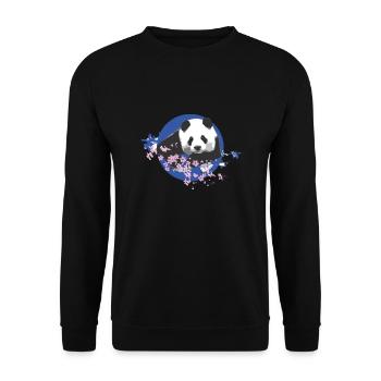 Panda,Panda Bear,Colorful,Graffiti,Cherry Blossom - Unisex Sweatshirt - black - Front - Alina (178cm) & Michal (187cm)