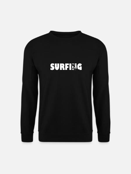 Surfing Surf Surfer Waves Surfboard - Unisex Pullover - Schwarz