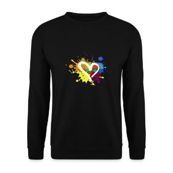 Heart,Colorful,Blobs,Color blobs,Colorful - Unisex Sweatshirt - black - Front - Alina (178cm) & Michal (187cm)