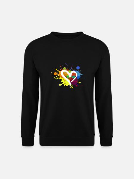 herz,bunt,klecks,farbklecks,bunt - Unisex Pullover - Schwarz