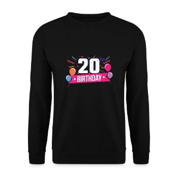 20th Birthday Party Balloons Banner Gift Idea - Unisex Sweatshirt - black - Front - Alina (178cm) & Michal (187cm)