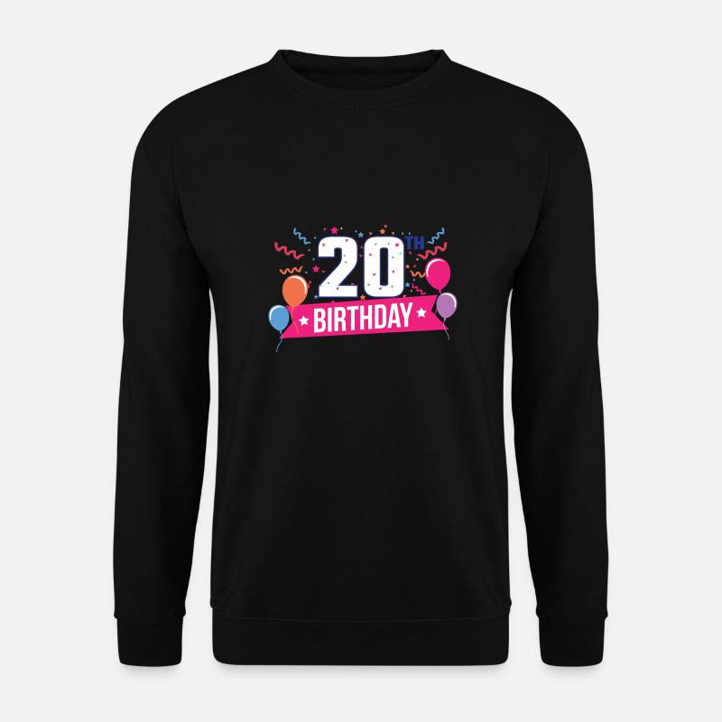 20. Geburtstagsfeier steigt Fahnen-Geschenkidee im Ballon auf - Unisex Pullover - Schwarz