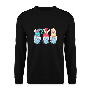 Süße Gnome Osterei Jagd - Unisex Pullover - Schwarz - Vorne - Alina (178cm) & Michal (187cm)