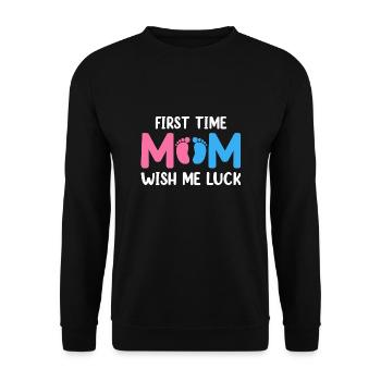 Zum ersten Mal Mama wünsche mir Glück Erster Muttertag - Unisex Pullover - Schwarz - Vorne - Alina (178cm) & Michal (187cm)