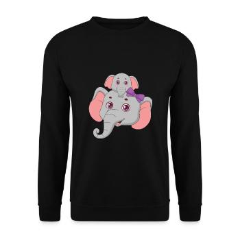 Süße Elefanten große Schwester mit Lila Schleife - Unisex Pullover - Schwarz - Vorne - Alina (178cm) & Michal (187cm)