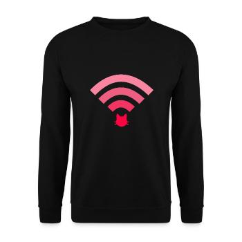 wifi cat pink - Unisex Sweatshirt - black - Front - Alina (178cm) & Michal (187cm)