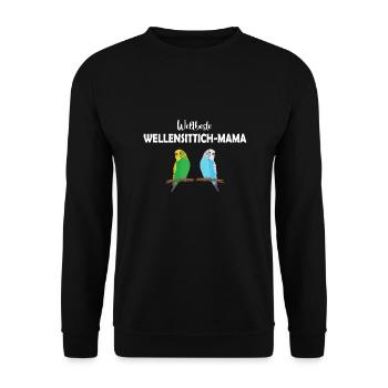 Weltbeste Wellensittich-Mama - Unisex Pullover - Schwarz - Vorne - Alina (178cm) & Michal (187cm)