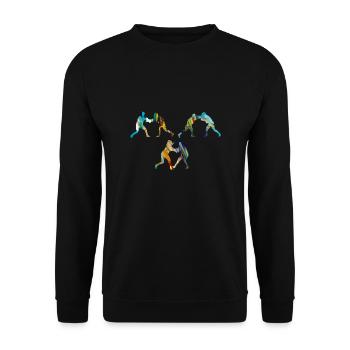 wrestling,sport,wrestler,graffiti,bunt - Unisex Pullover - Schwarz - Vorne - Alina (178cm) & Michal (187cm)