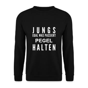 THE FASHION TEE - JUNGS PEGEL HALTEN - Unisex Pullover - Schwarz - Vorne - Alina (178cm) & Michal (187cm)
