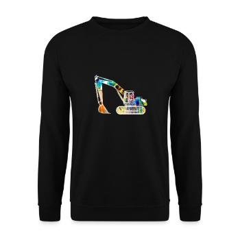 bagger,baggerfahren,baggerfahren,graffiti,bunt - Unisex Pullover - Schwarz - Vorne - Alina (178cm) & Michal (187cm)