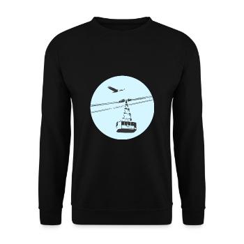 Gondel / Seilbahn mit Adler blau - Unisex Pullover - Schwarz - Vorne - Alina (178cm) & Michal (187cm)