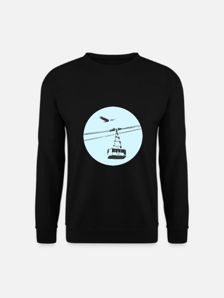 Gondel / Seilbahn mit Adler blau - Unisex Pullover - Schwarz