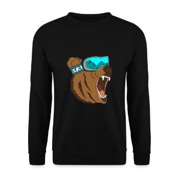 Ski Bear Rider Skier Cool Type Gift Snow Bear - Unisex Sweatshirt - black - Front - Alina (178cm) & Michal (187cm)