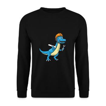 Dino Engineer Technician Tool Gift - Unisex Sweatshirt - black - Front - Alina (178cm) & Michal (187cm)