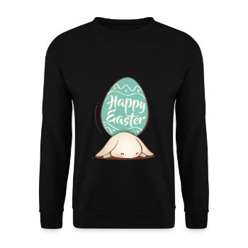 Doux lapin de Pâques avec oeuf coloré et lettrage - Sweat-shirt Unisexe - noir - Devant - Alina (178cm) & Michal (187cm)
