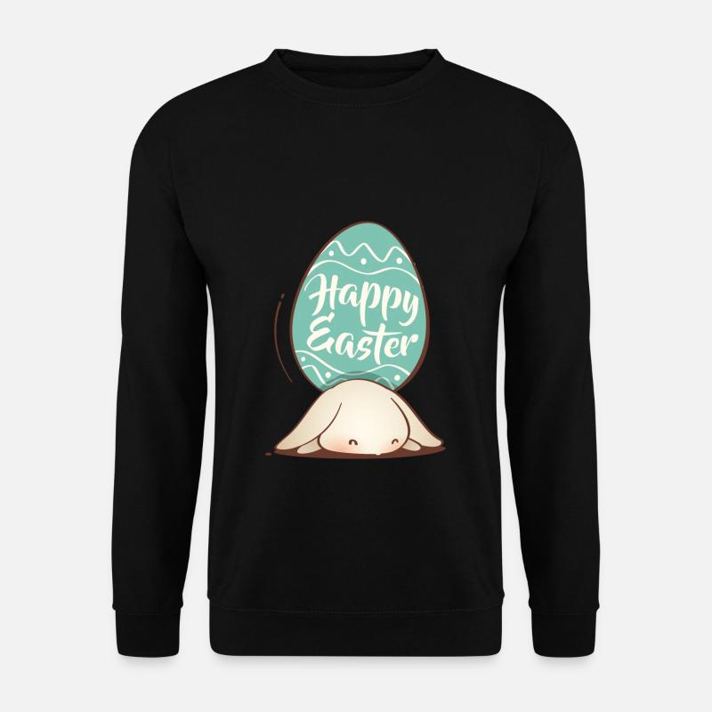 Süßer Osterhase mit buntem Ei und Schriftzug - Unisex Pullover - Schwarz
