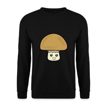 Pilz Champignon cute mit Gesicht - Unisex Pullover - Schwarz - Vorne - Alina (178cm) & Michal (187cm)