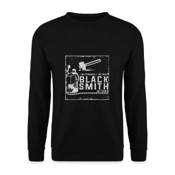 Lustiger Schmied Spruch & Schmieden - Unisex Pullover - Schwarz - Vorne - Alina (178cm) & Michal (187cm)