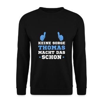 Thomas macht das schon - Unisex Pullover - Schwarz - Vorne - Alina (178cm) & Michal (187cm)