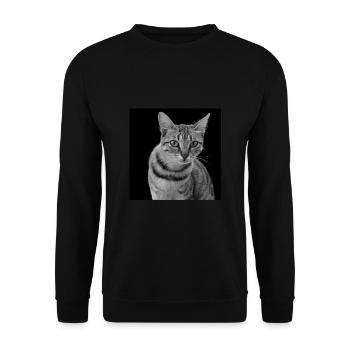 Cat white-black Cat black and white - Unisex Sweatshirt - black - Front - Alina (178cm) & Michal (187cm)