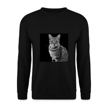 Cat white-black Cat black and white - Unisex Sweatshirt - black - Front - Alina (178cm) & Michal (187cm)
