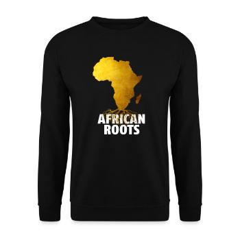 Afrikanische Wurzeln - Unisex Pullover - Schwarz - Vorne - Alina (178cm) & Michal (187cm)