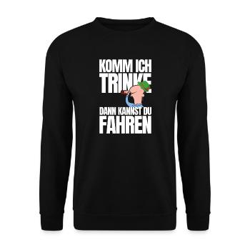 Komm ich trinke dann kannst du fahren - Unisex Pullover - Schwarz - Vorne - Alina (178cm) & Michal (187cm)