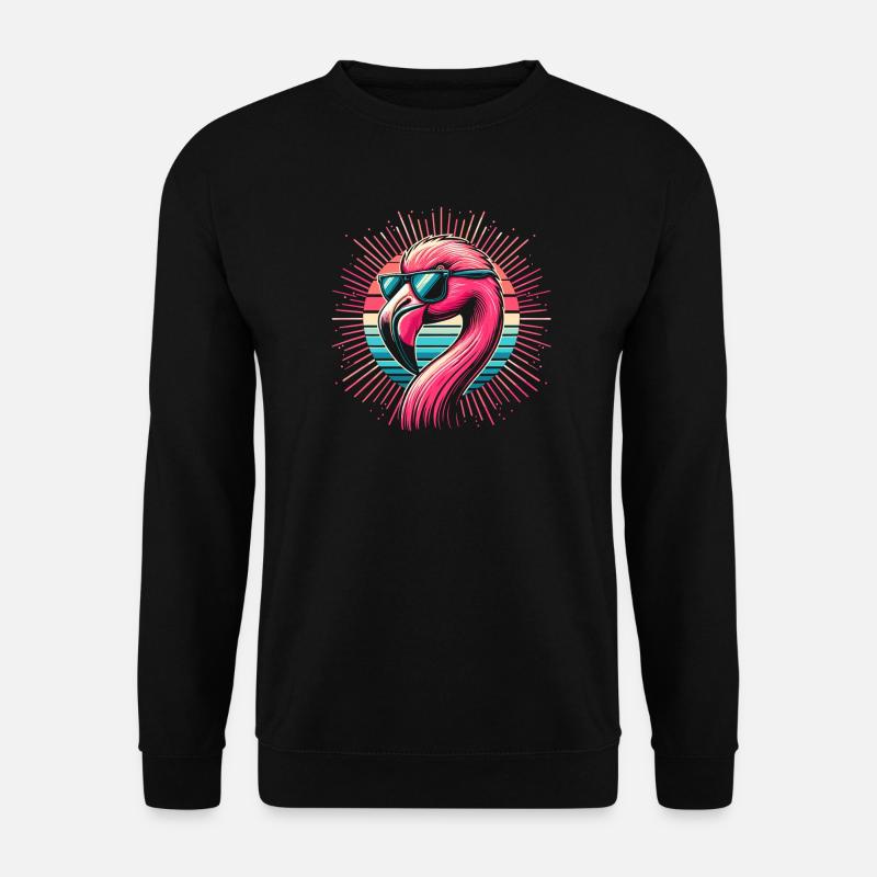 Flamingomode mit Brille - Unisex Pullover - Schwarz
