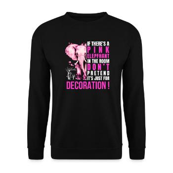 Pink elephant- Statement mit Humor - Unisex Pullover - Schwarz - Vorne - Alina (178cm) & Michal (187cm)
