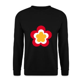 70s Flower Pattern Red - Unisex Sweatshirt - black - Front - Alina (178cm) & Michal (187cm)