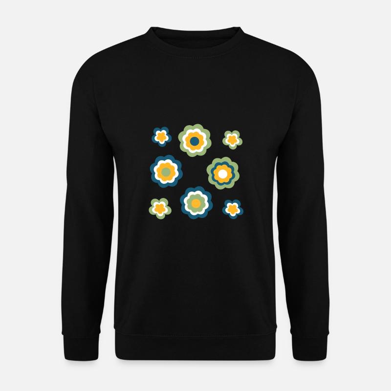 70er Jahre Blume Muster grün - Unisex Pullover - Schwarz