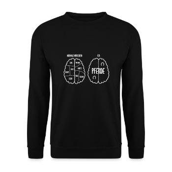 Nur Pferde im Kopf - Reiten Reiter Pferd - Unisex Pullover - Schwarz - Vorne - Alina (178cm) & Michal (187cm)