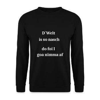 bayerisch lustig, nasche Welt - Unisex Pullover - Schwarz - Vorne - Alina (178cm) & Michal (187cm)