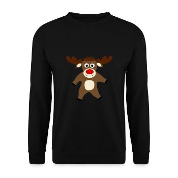 Rentier Elche Geschenkideen Weihnachten - Unisex Pullover - Schwarz - Vorne - Alina (178cm) & Michal (187cm)