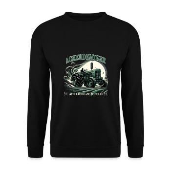 Traktor lustiger Spruch für den studierten Bauer - Unisex Pullover - Schwarz - Vorne - Alina (178cm) & Michal (187cm)